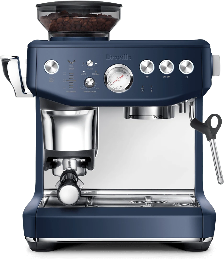 Breville Barista Express Impress espresso machine in Damson Blue