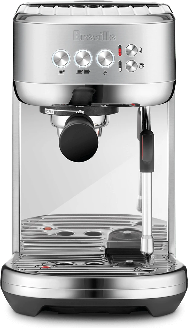 Breville Bambino Plus espresso machine in brushed stainless steel